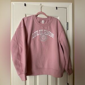 Lululemon Pink Spell-out scuba crewneck sweater size medium Like New
